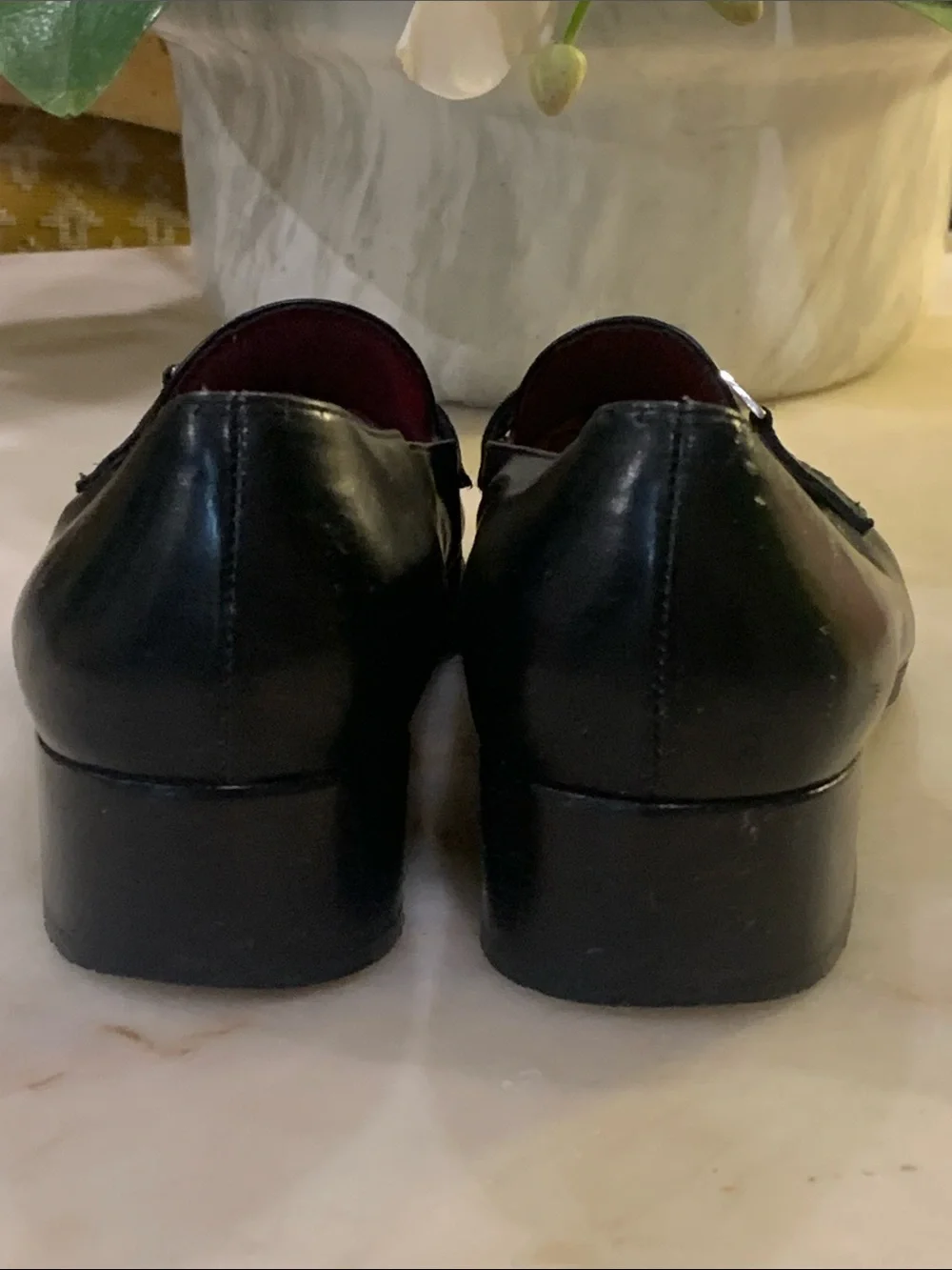 Salvatore Ferragamo Black Leather Loafers with Silver Buckle